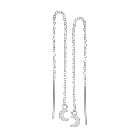 Petites boucles d'oreilles à enfiler en argent sterling avec lune plate