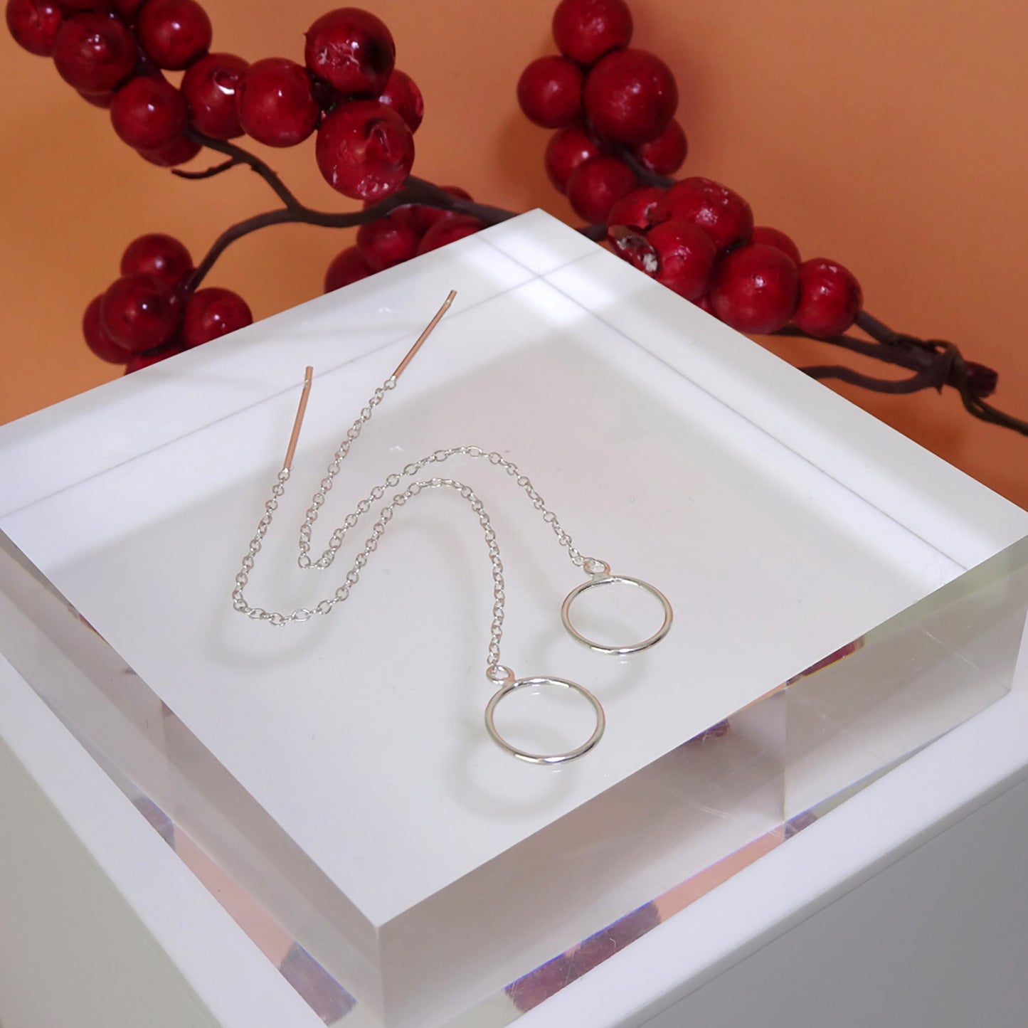 Boucles d'oreilles pendantes minimalistes en argent sterling avec fil métallique