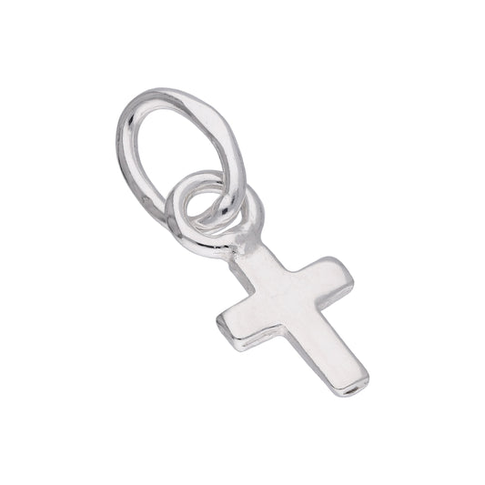Petite breloque en argent sterling en forme de croix unie