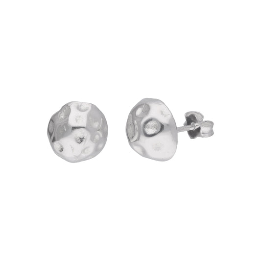 Boucles d'oreilles à tige en argent sterling martelé avec demi-boule de 10 mm