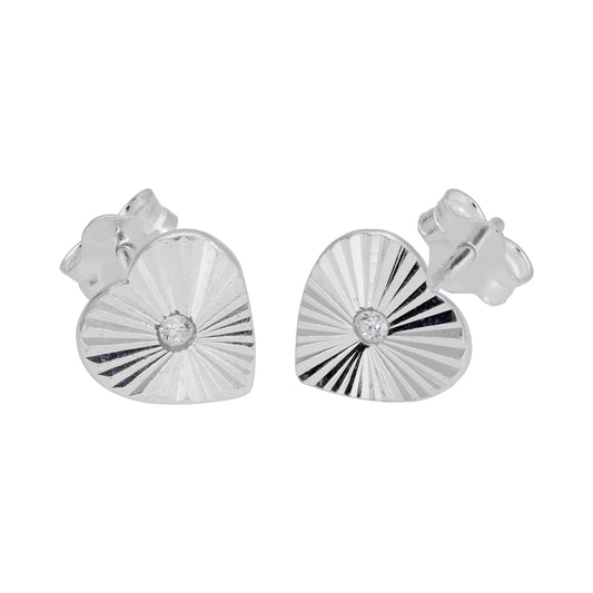 Boucles d'oreilles à tige en argent sterling avec cœur plat en forme d'étoile et zircone cubique transparent taille diamant