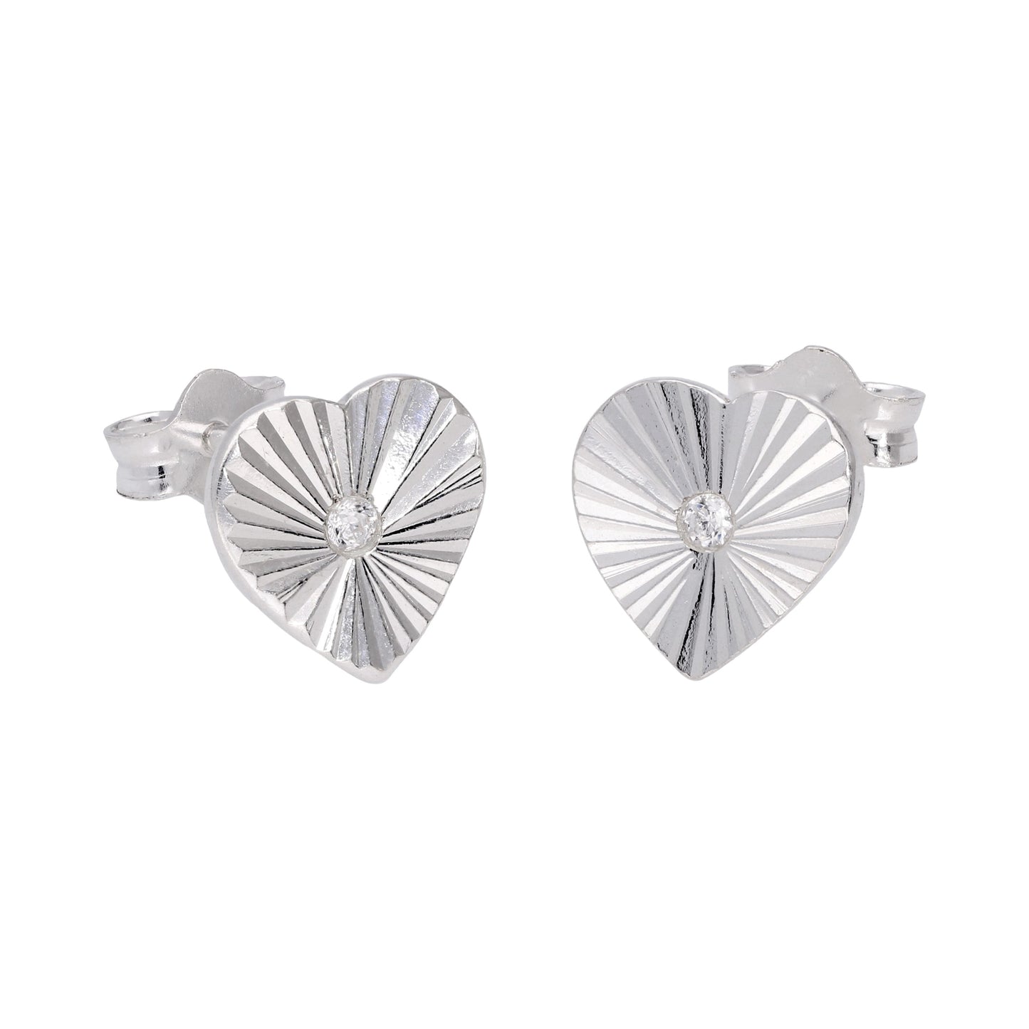 Boucles d'oreilles à tige en argent sterling avec cœur plat en forme d'étoile et zircone cubique transparent taille diamant