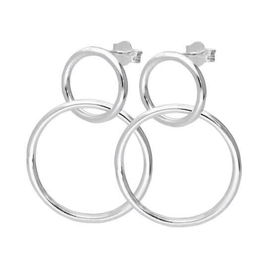 Boucles d'oreilles pendantes à double cercle entrelacé en argent sterling