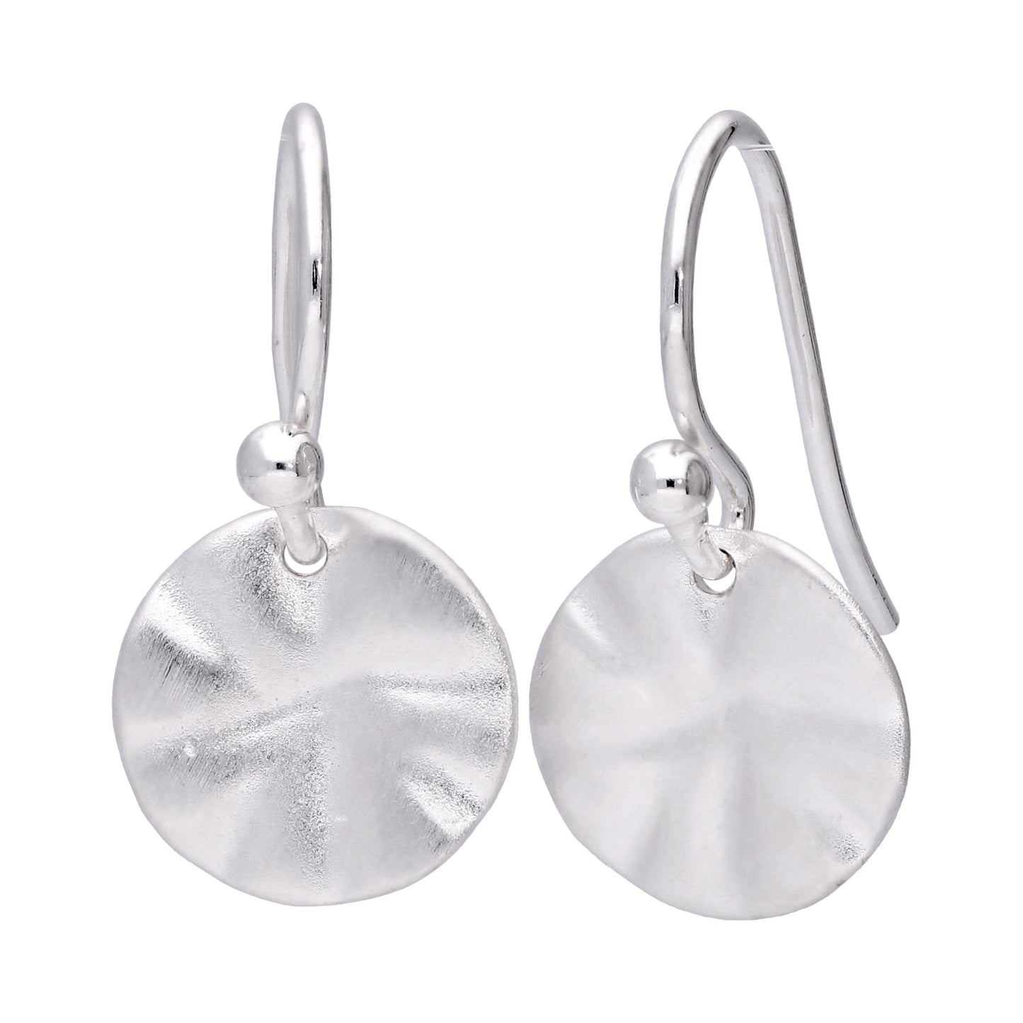 Boucles d'oreilles pendantes en argent sterling avec disque rond martelé