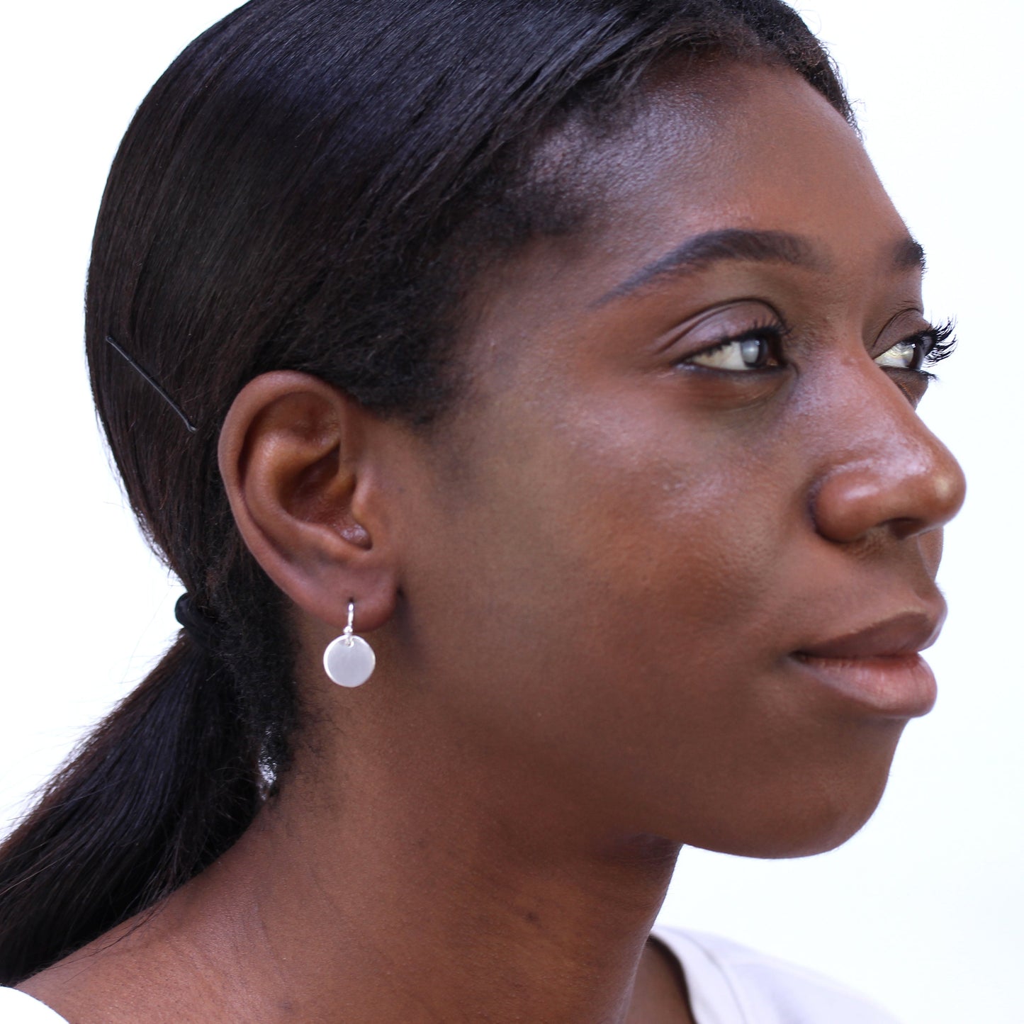 Boucles d'oreilles pendantes en argent sterling avec disque rond