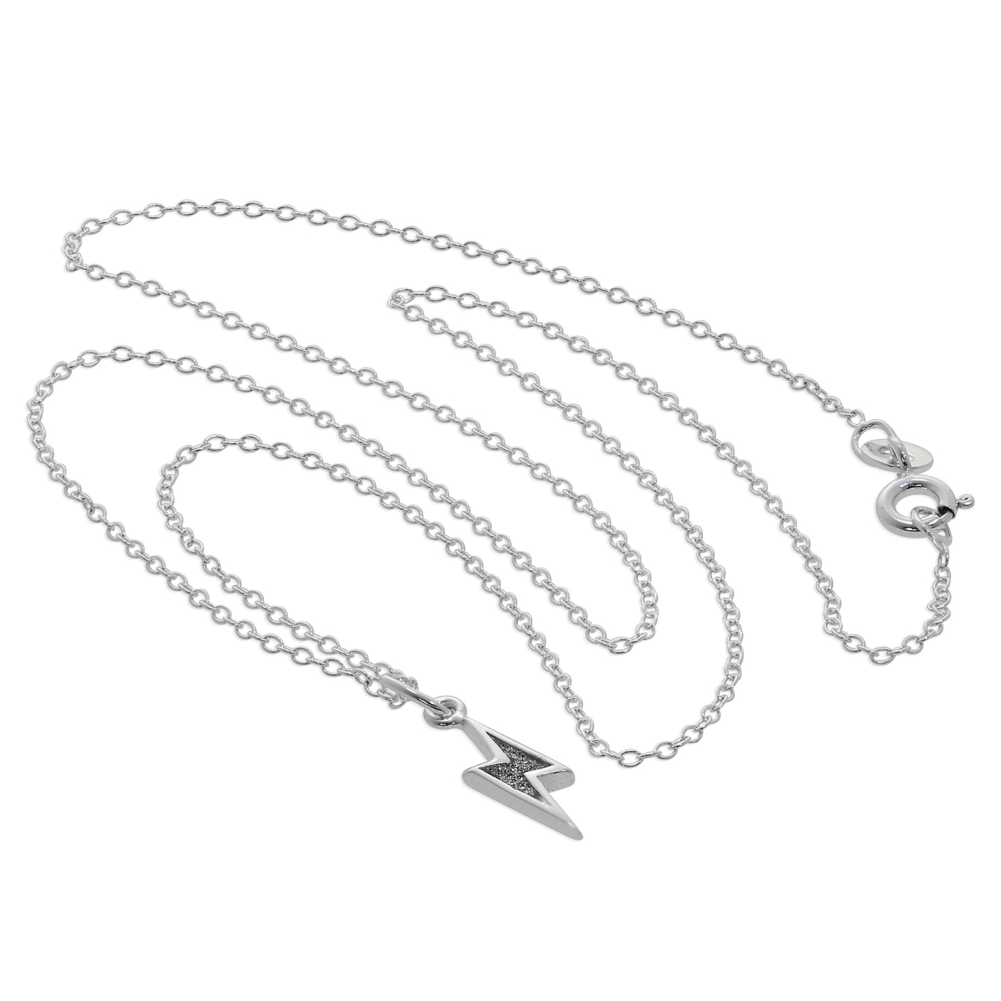 Collier pendentif éclair givré en argent sterling