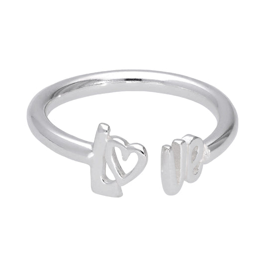 Bague ajustable ouverte LOVE en argent sterling