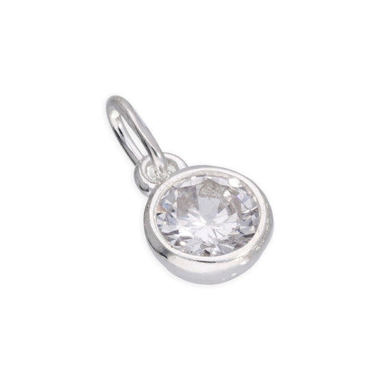 Breloque en argent sterling avec cristal CZ transparent de 5 mm