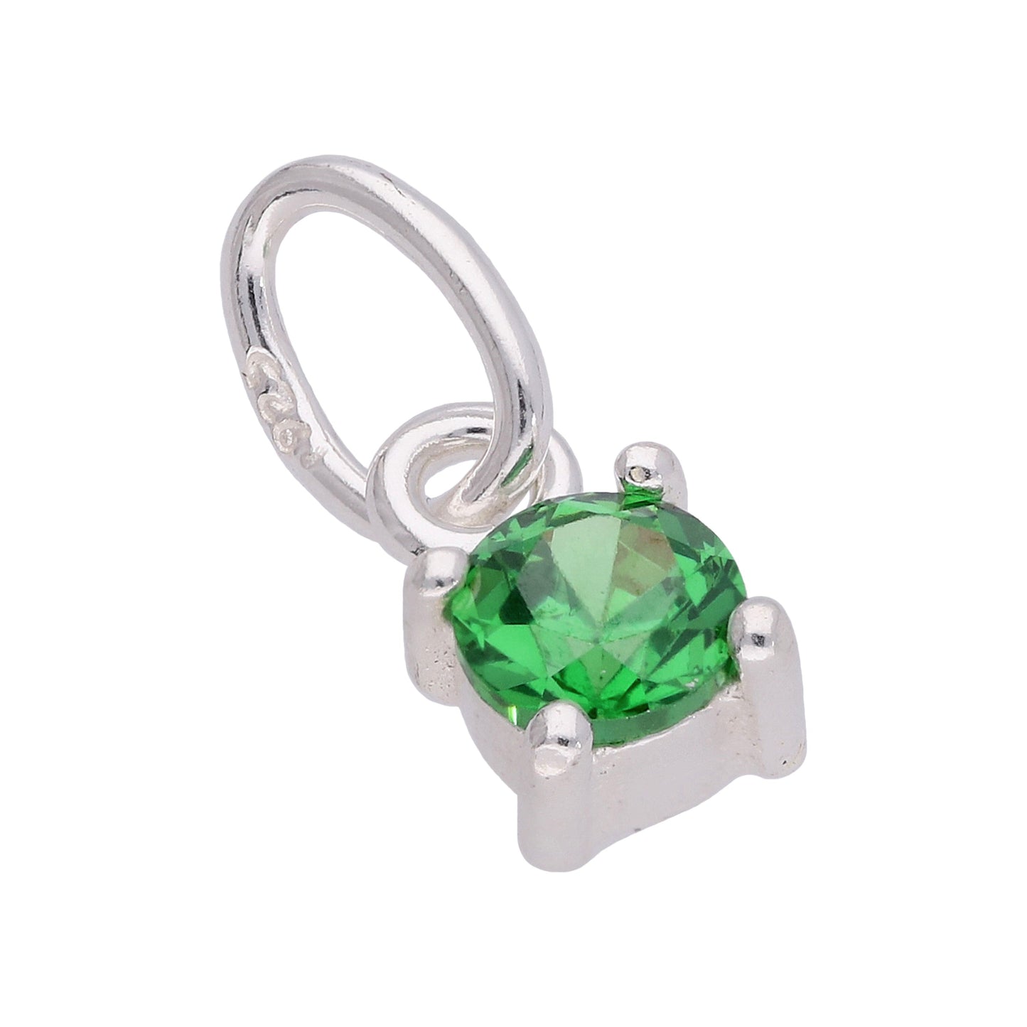 Breloque griffe en argent sterling avec émeraude et zircone cubique, pierre de naissance du mois de mai