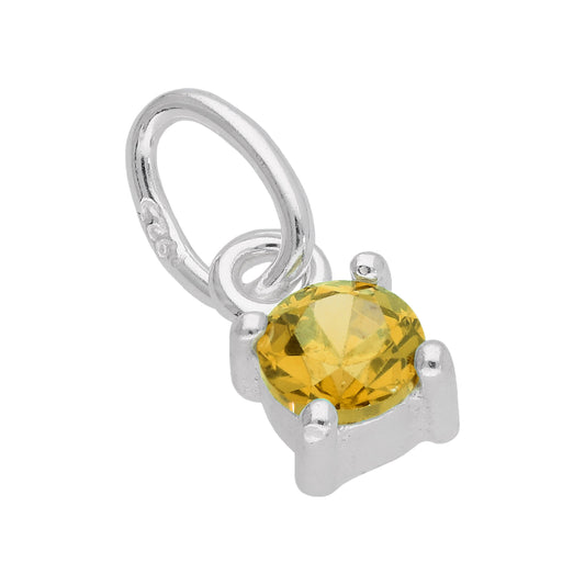 Breloque griffe en argent sterling avec citrine et zircone cubique, pierre de naissance de novembre