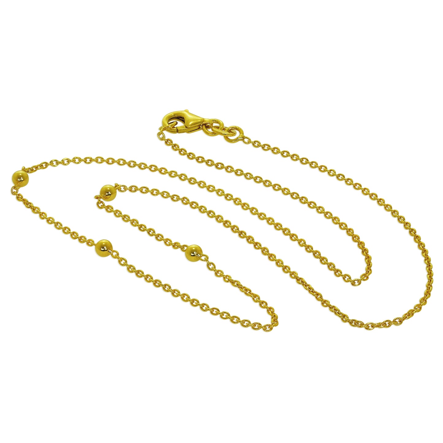 Collier à pompon en argent sterling plaqué or de 40 cm