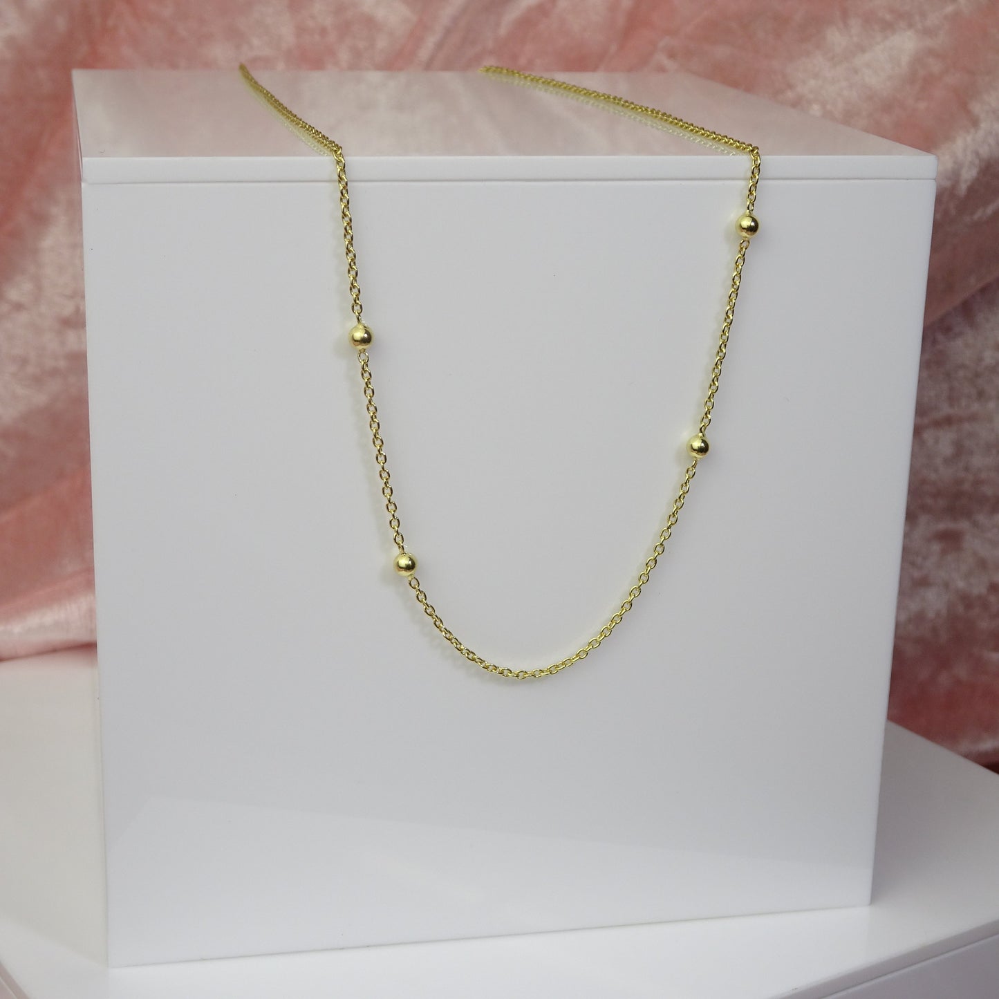 Collier à pompon en argent sterling plaqué or de 40 cm
