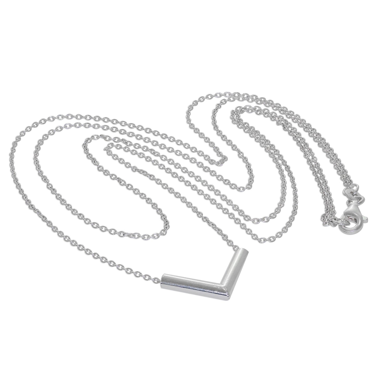 Collier en argent sterling à double couche avec barre en V de 40 cm
