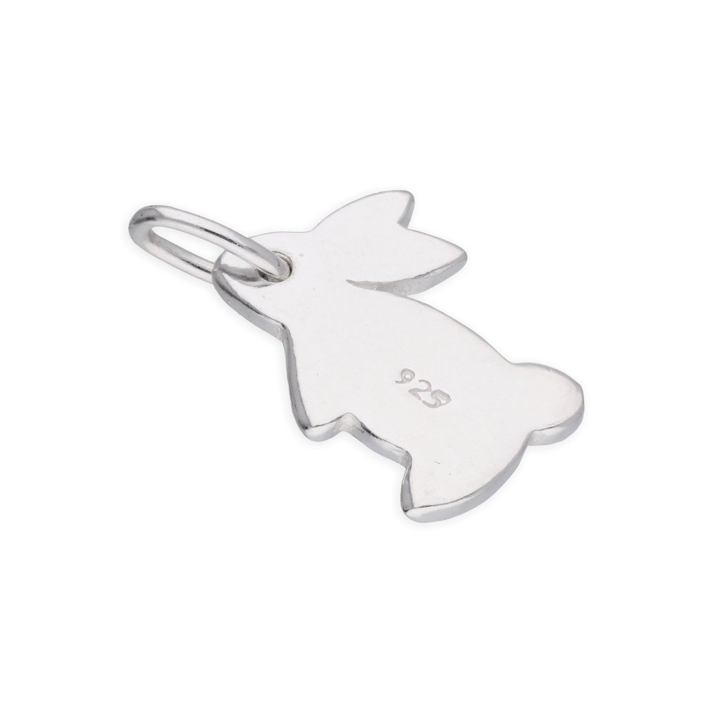 Breloque lapin plat 2D en argent sterling