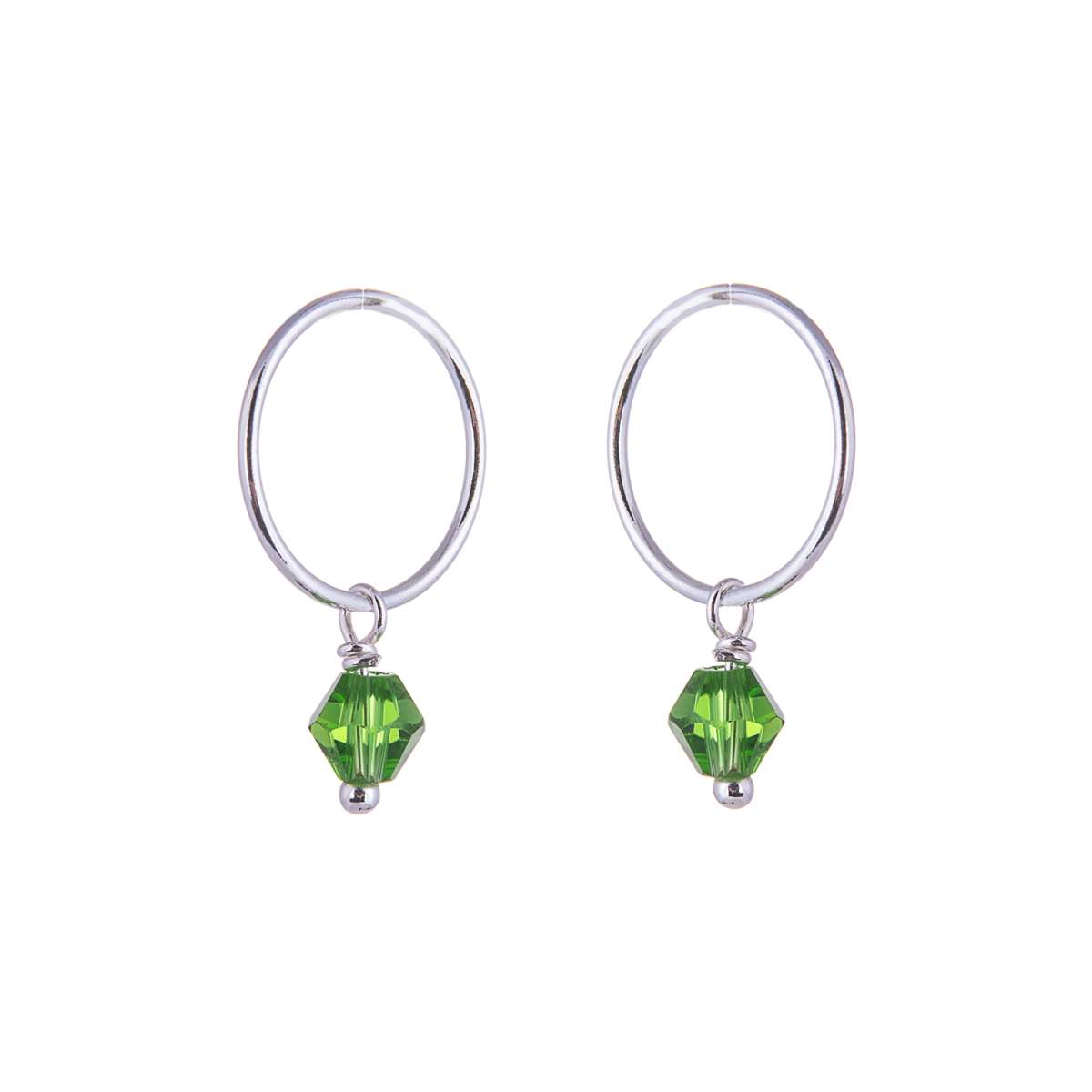 Boucles d'oreilles créoles 12 mm en argent sterling et cristal CZ vert