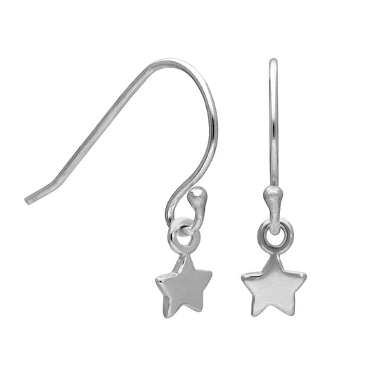 Boucles d'oreilles en argent sterling avec hameçon en forme d'étoile minuscule