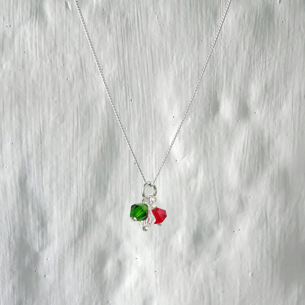 Collier en argent sterling avec perles tricolores en oxyde de zirconium (14 à 32 pouces)