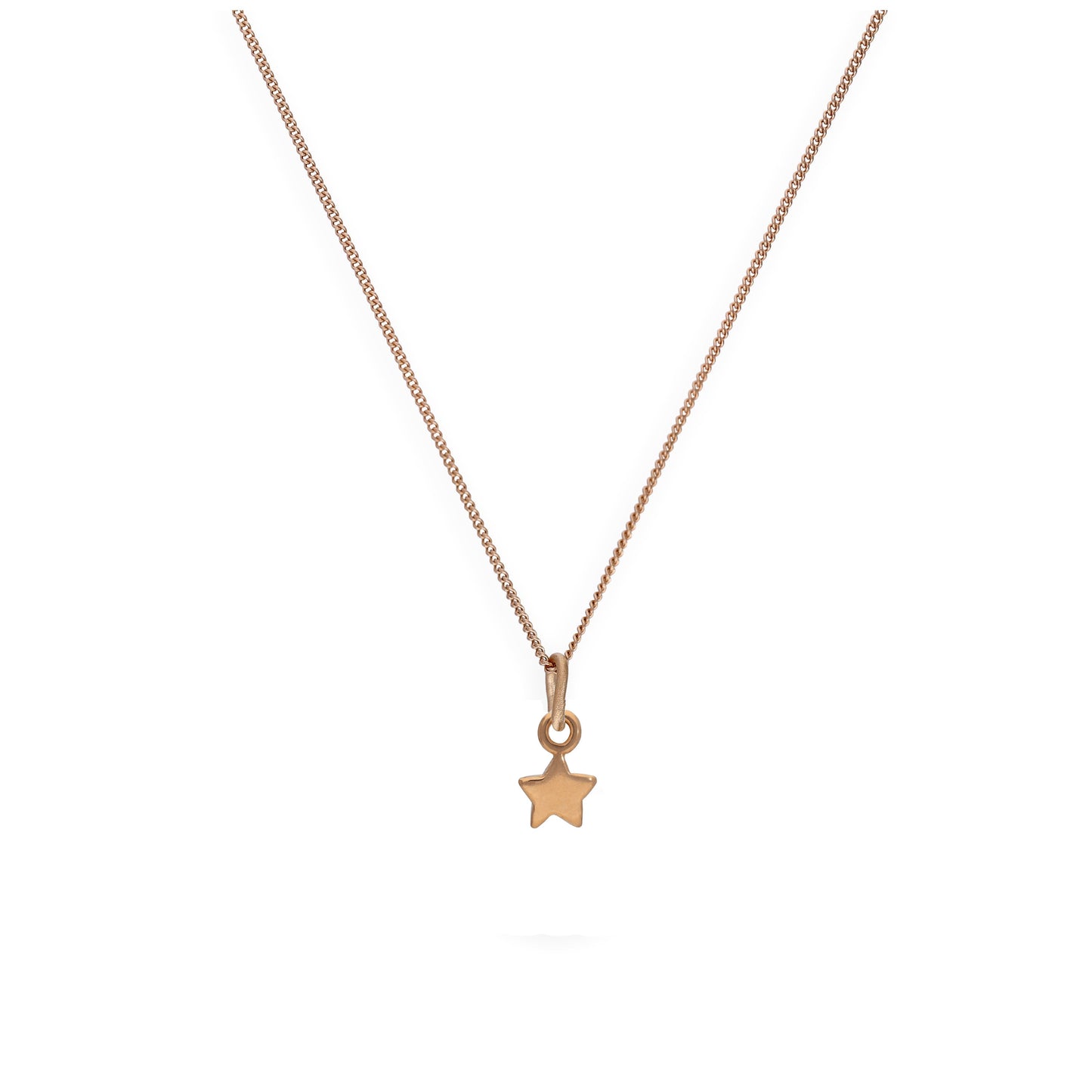 Collier en argent sterling plaqué or rose avec petite étoile de 35 à 81 cm