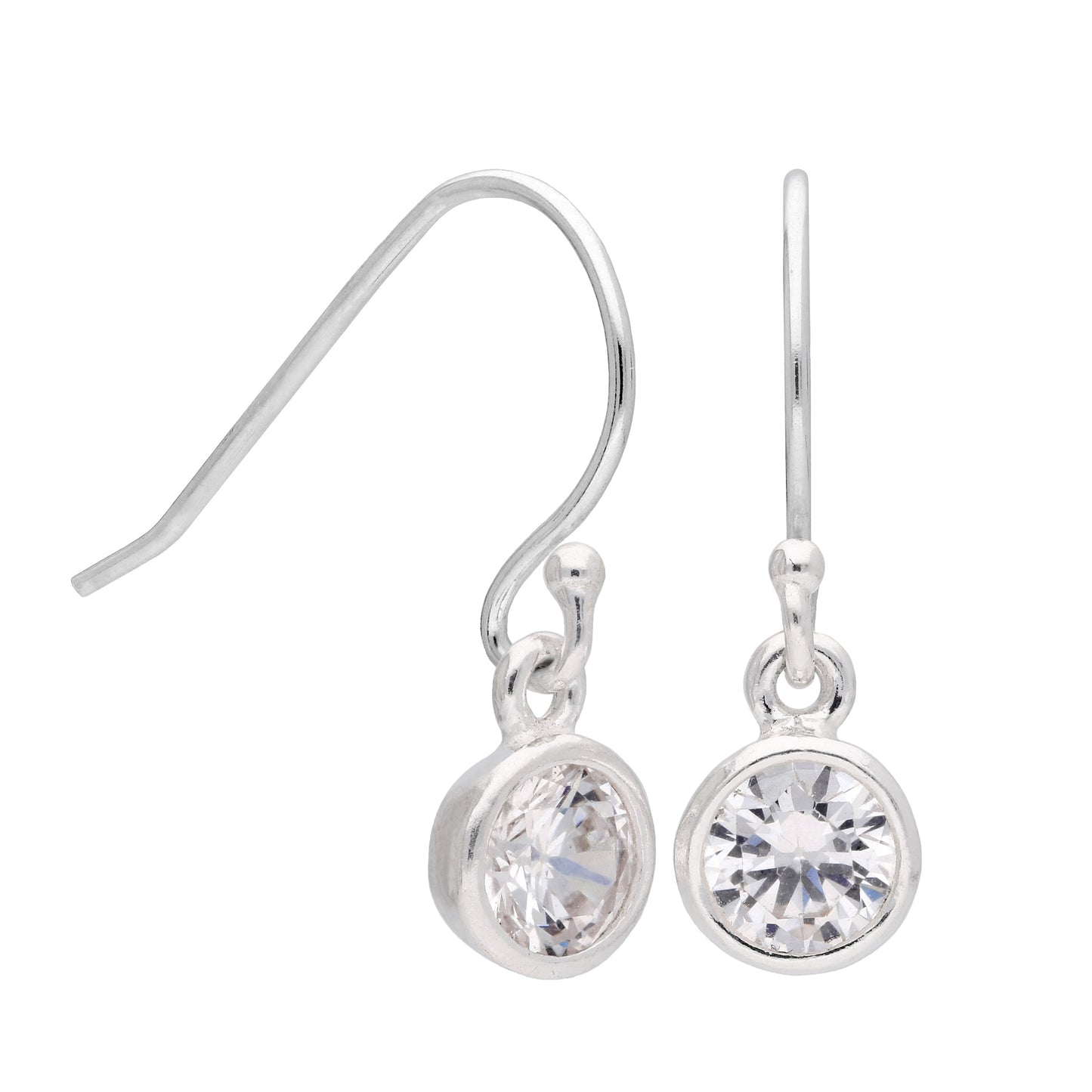 Boucles d'oreilles pendantes en argent sterling avec hameçon en cristal transparent