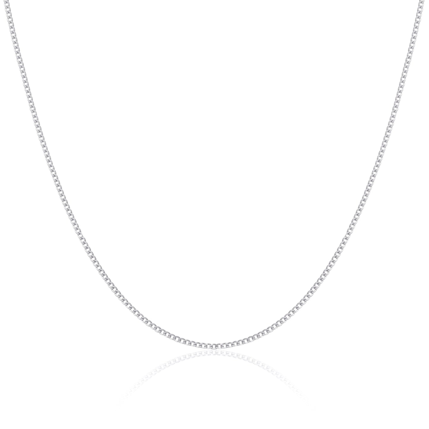 Chaîne gourmette en argent sterling plaqué rhodium de 45,7 cm (18 pouces) à taille diamant