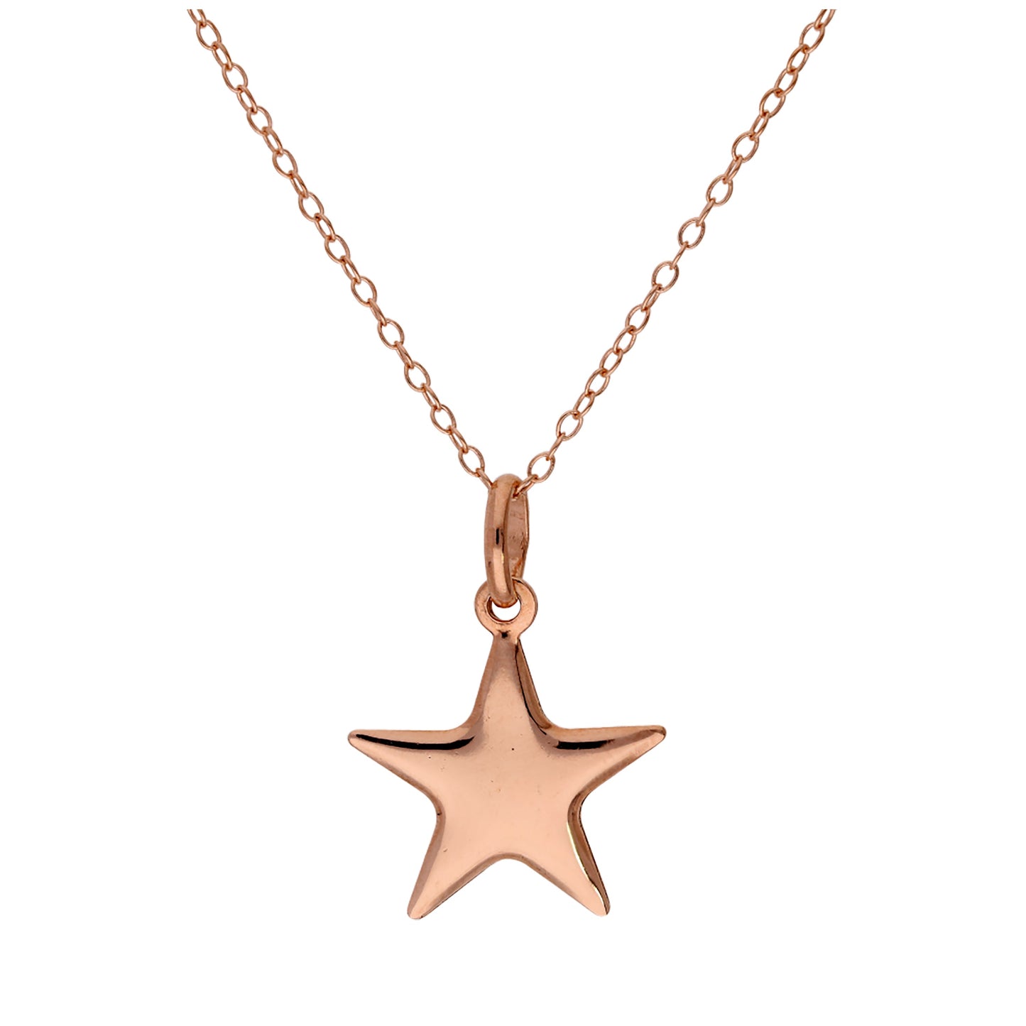 Collier étoile en argent sterling plaqué or rose - 14 à 22 pouces