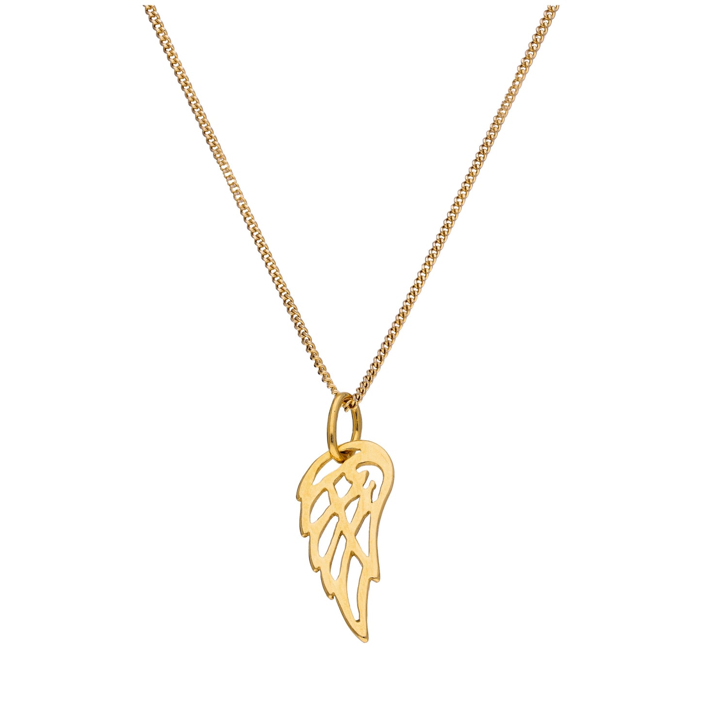 Collier aile d'ange ouverte en argent sterling plaqué or - 14 à 32 pouces