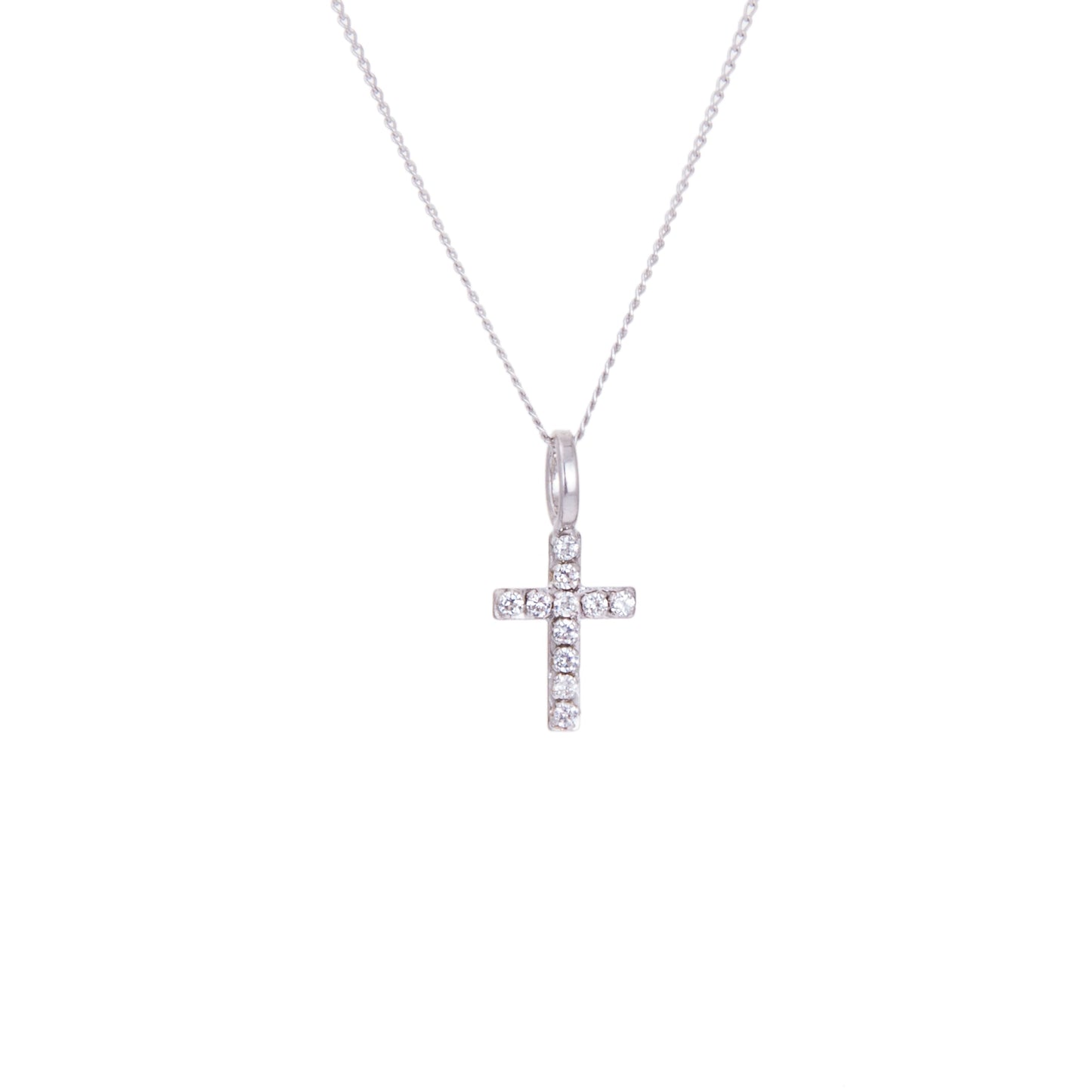 Collier minuscule en or blanc 9 carats avec zircones cubiques transparents - 40 à 50 cm