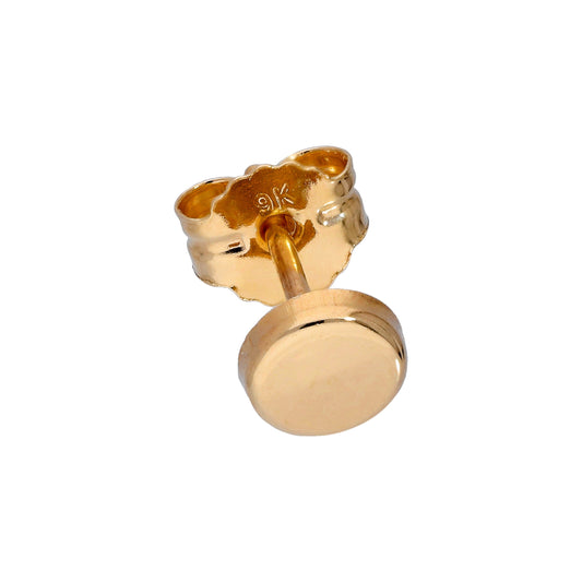 Boucle d'oreille simple à tige ronde de 4 mm en or 9 carats pour homme