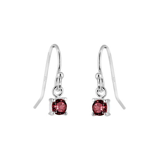 Boucles d'oreilles pendantes en argent sterling avec grenat et zircone cubique, pierre de naissance de janvier