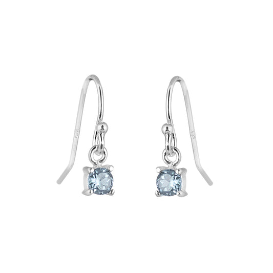 Boucles d'oreilles pendantes en argent sterling avec aigue-marine et zircone cubique, pierre de naissance de mars