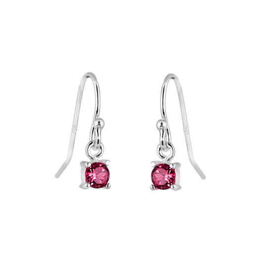 Boucles d'oreilles pendantes en argent sterling avec rubis et zircone cubique, pierre de naissance de juillet