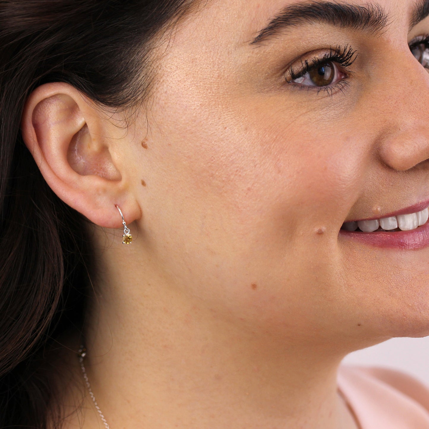 Boucles d'oreilles pendantes en argent sterling avec citrine et zircone cubique, pierre de naissance de novembre