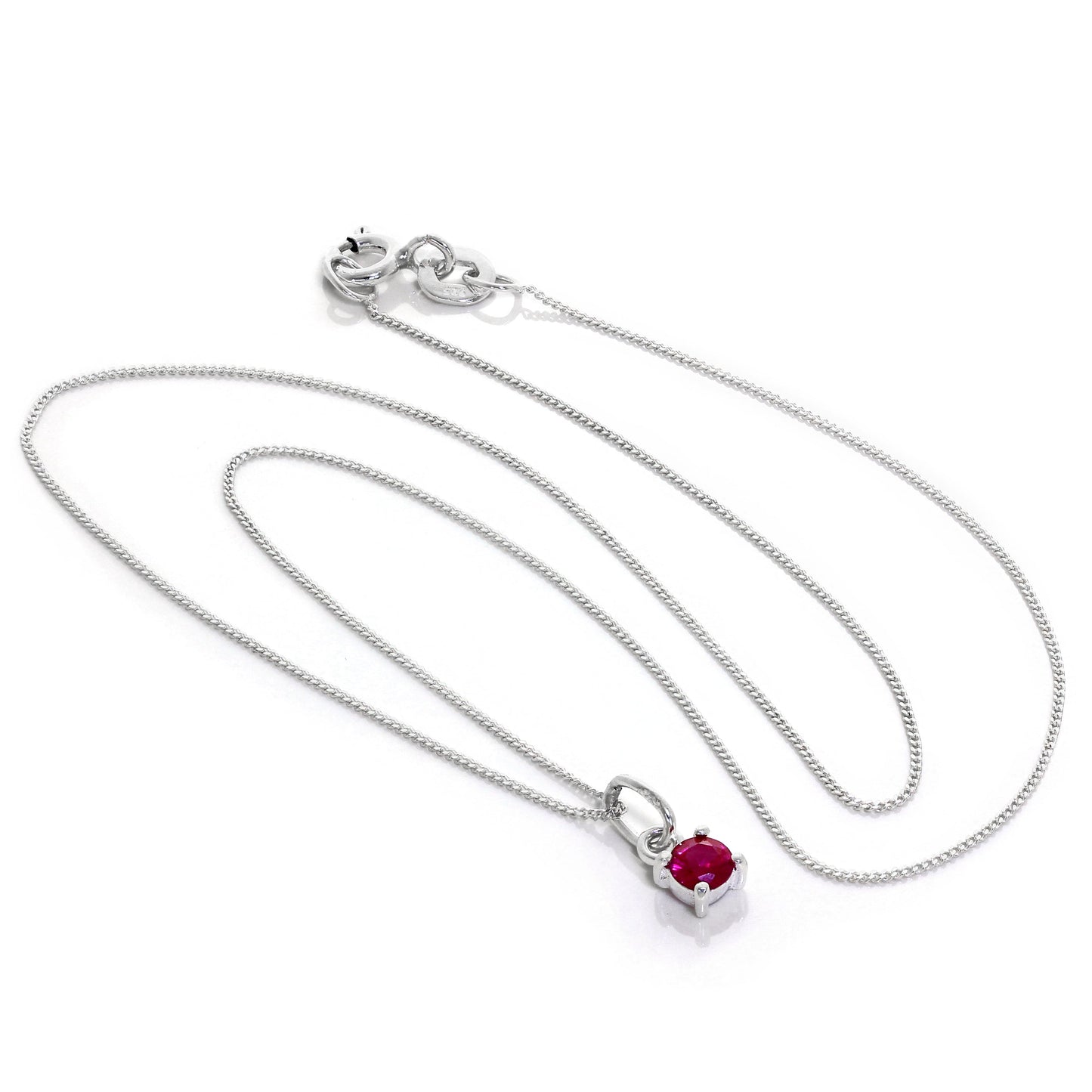 Collier en argent sterling avec pierre de naissance de juillet et rubis CZ - 14 à 32 pouces