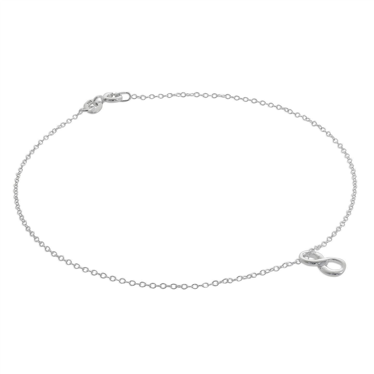 Bracelet de cheville Belcher en argent sterling avec breloque flottante Infinity - 25,4 cm