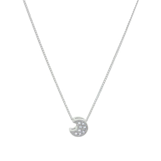 Collier flottant en argent sterling avec lune et zircones cubiques transparents, 40,6 à 81,3 cm