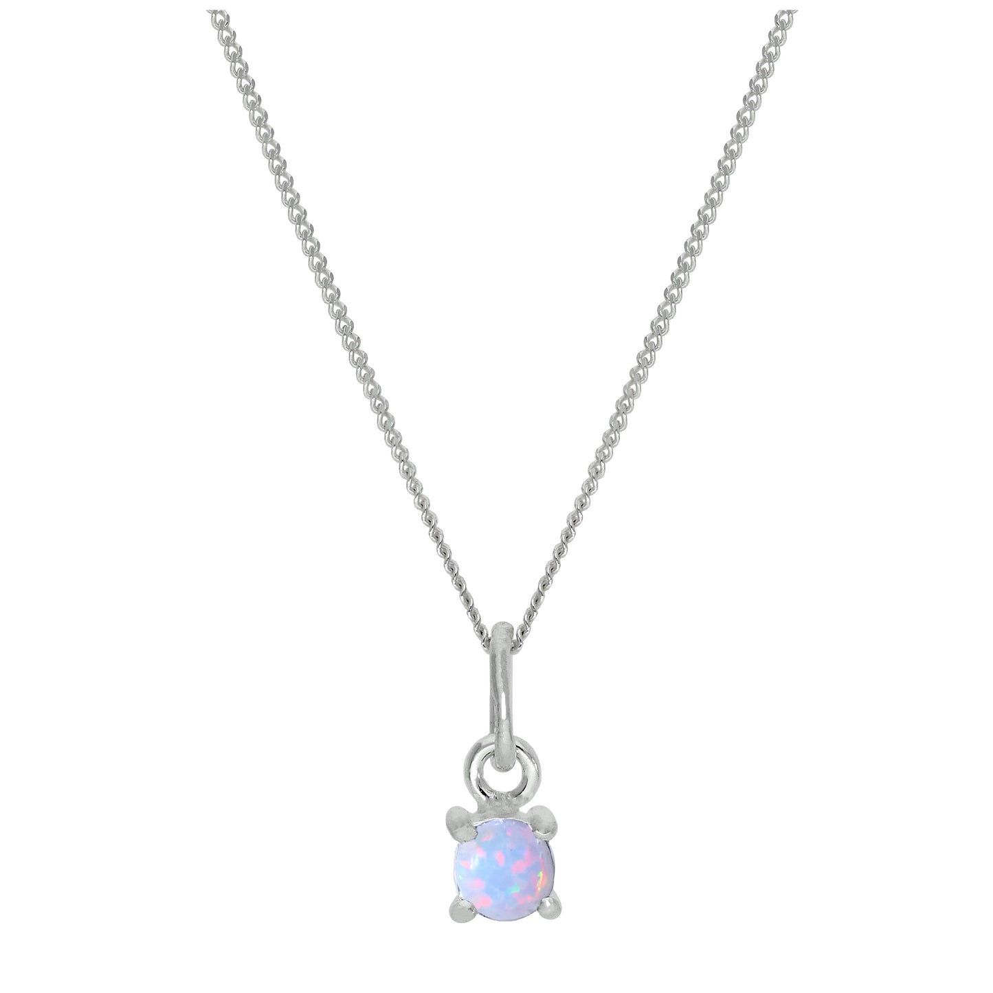 Collier en argent sterling avec opale et pierre de naissance d'octobre - 14 à 32 pouces