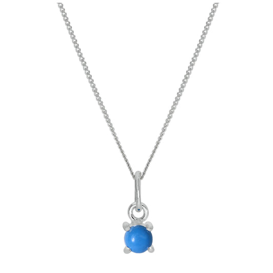 Collier en argent sterling avec turquoise et pierre de naissance de décembre - 14 à 32 pouces