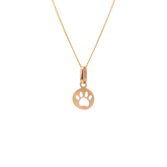 Petit collier empreinte de patte en or 9 carats - 40 à 50 cm