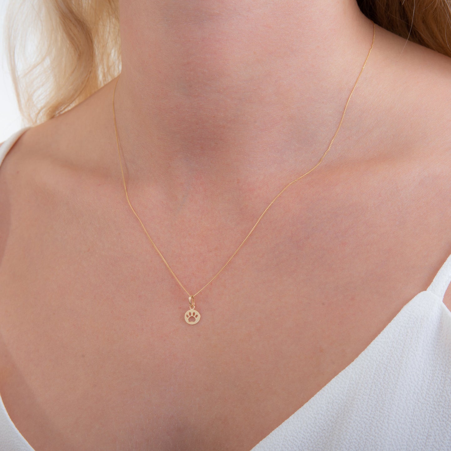 Petit collier empreinte de patte en or 9 carats - 40 à 50 cm
