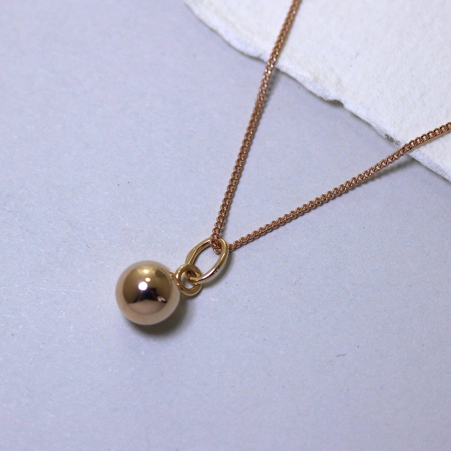 Collier boule en argent sterling plaqué or rose de 14 à 32 pouces