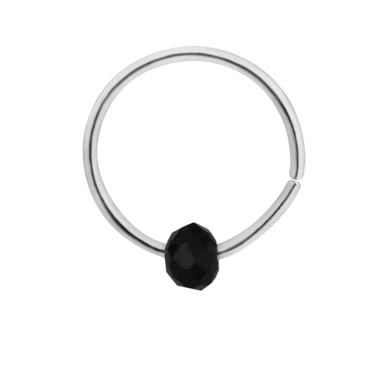 Piercing hélix en argent sterling et pierre noire