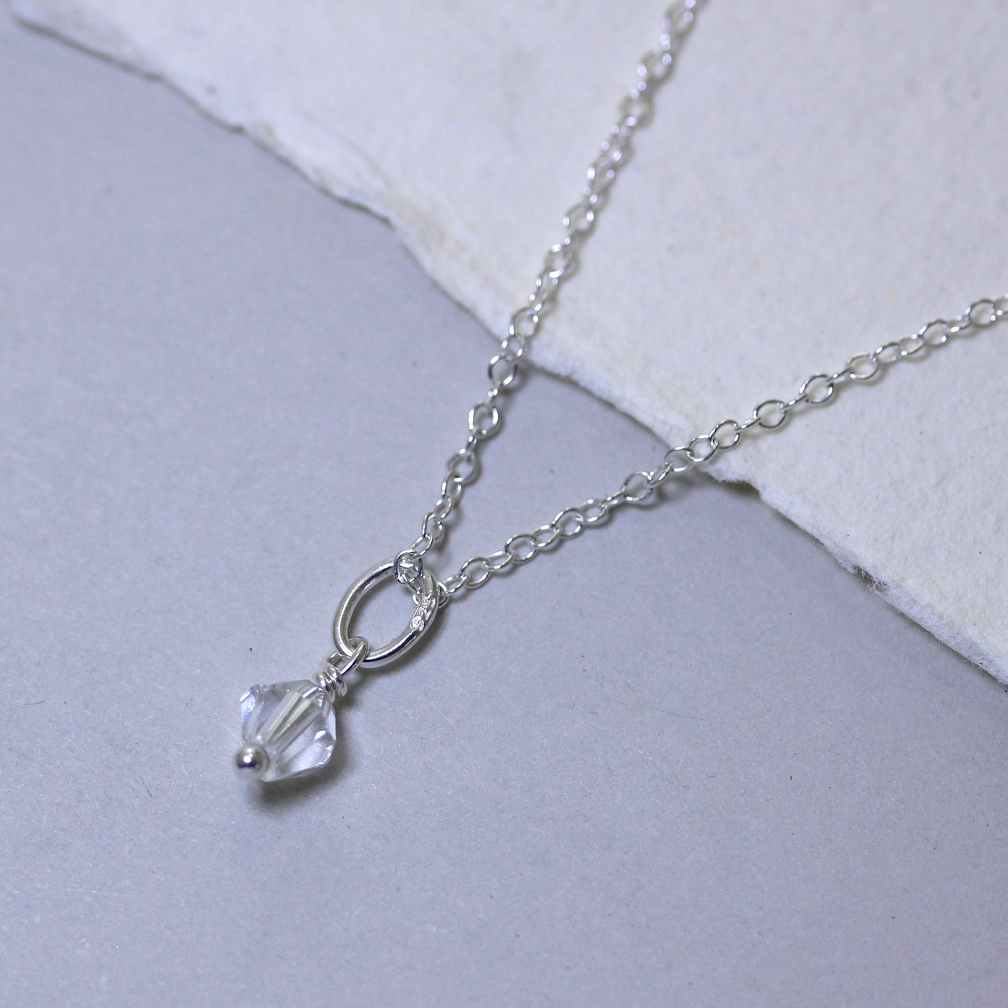 Collier en argent sterling avec perles en oxyde de zirconium transparent - 14 à 22 pouces