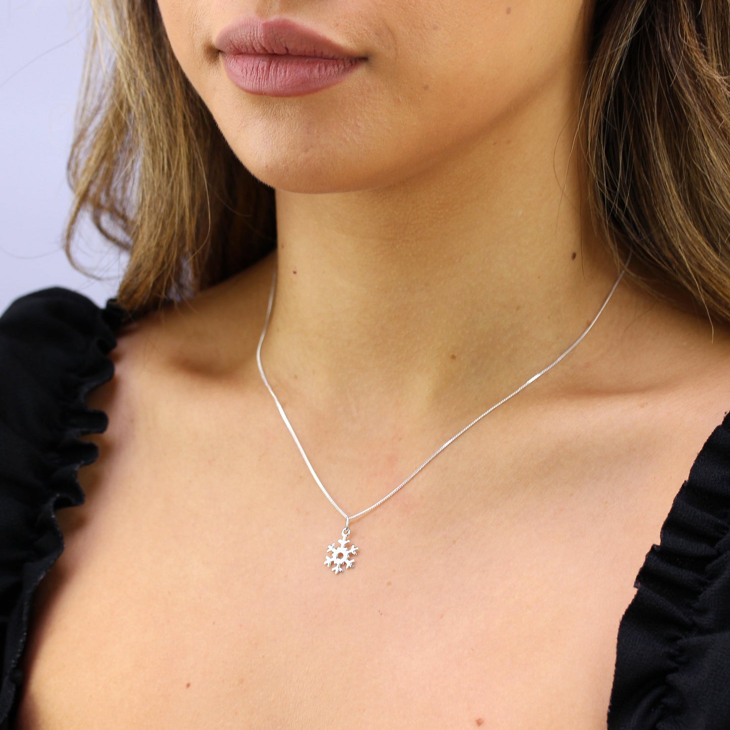 Collier flocon de neige en argent sterling - 14 à 32 pouces