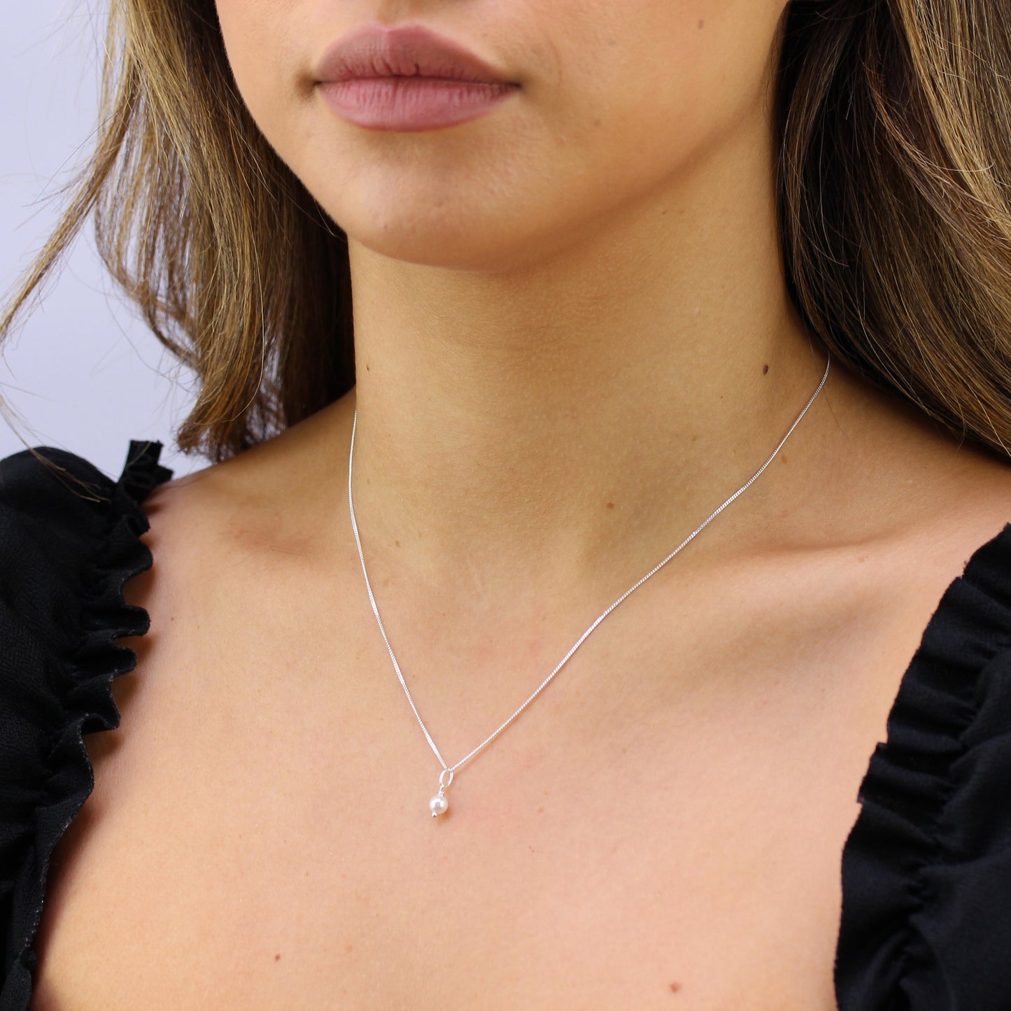 Collier de perles d'eau douce rondes en argent sterling - 16 à 32 pouces