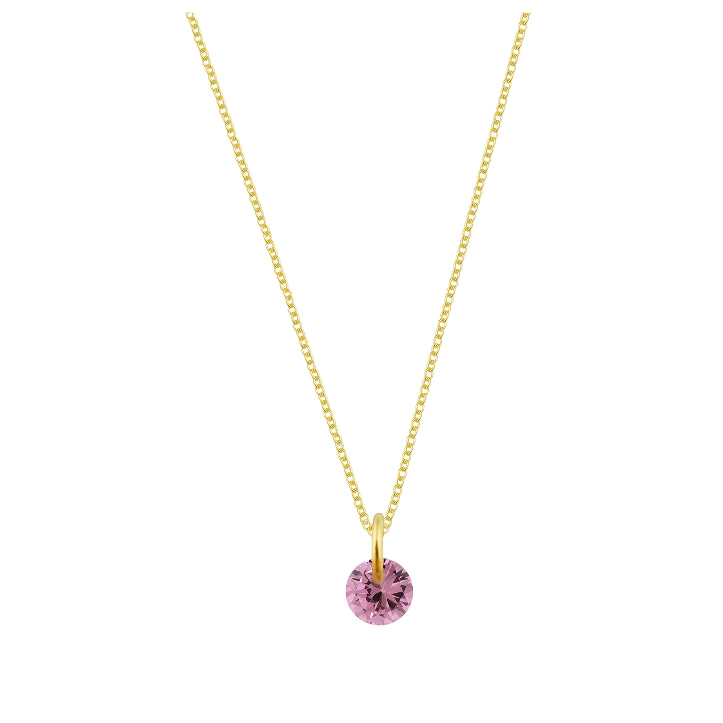 Collier en argent sterling plaqué or et tourmaline CZ de 4 mm - 16 à 22 pouces