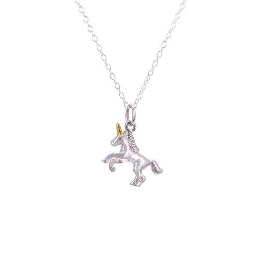 Collier licorne cabrée en argent sterling - 14 à 32 pouces