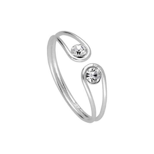 Bague ouverte minimaliste en argent sterling avec fil de fer et zircone cubique