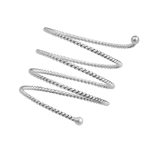 Bague ouverte en argent sterling avec spirale torsadée