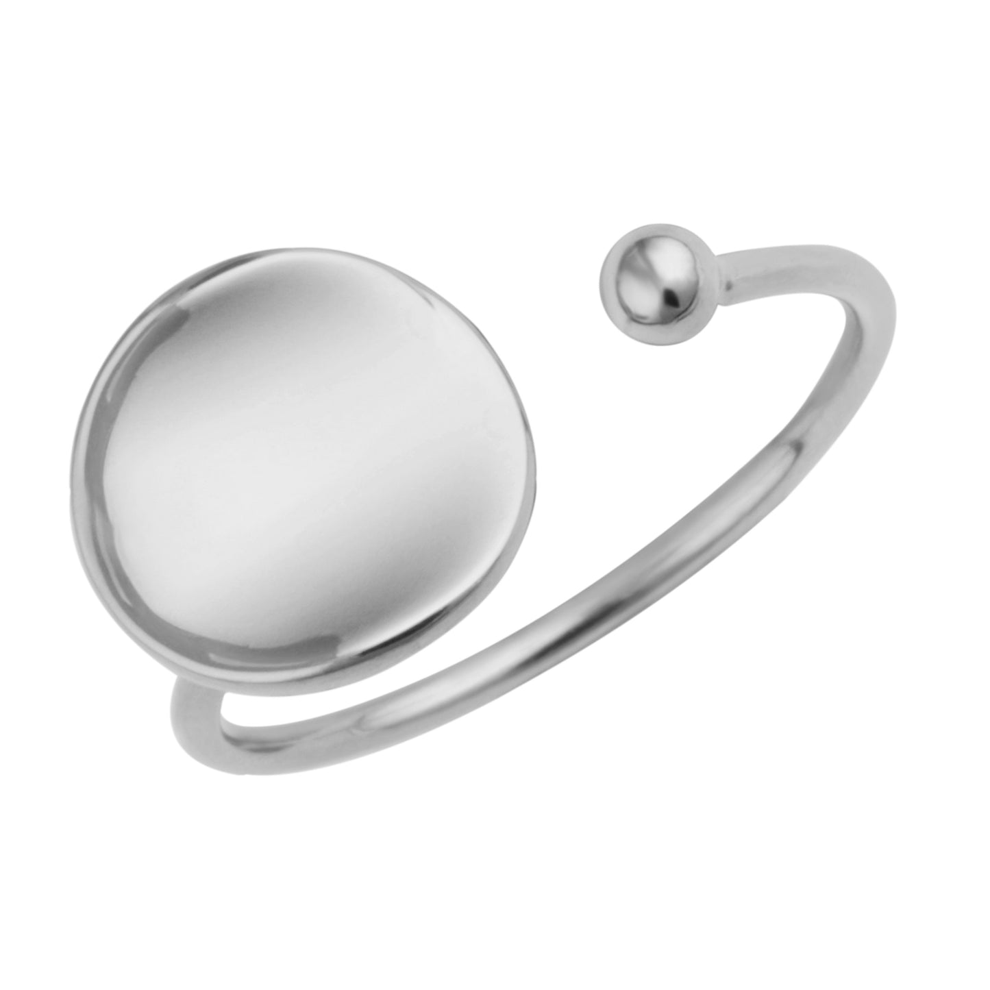 Bague réglable en argent sterling avec disque rond uni