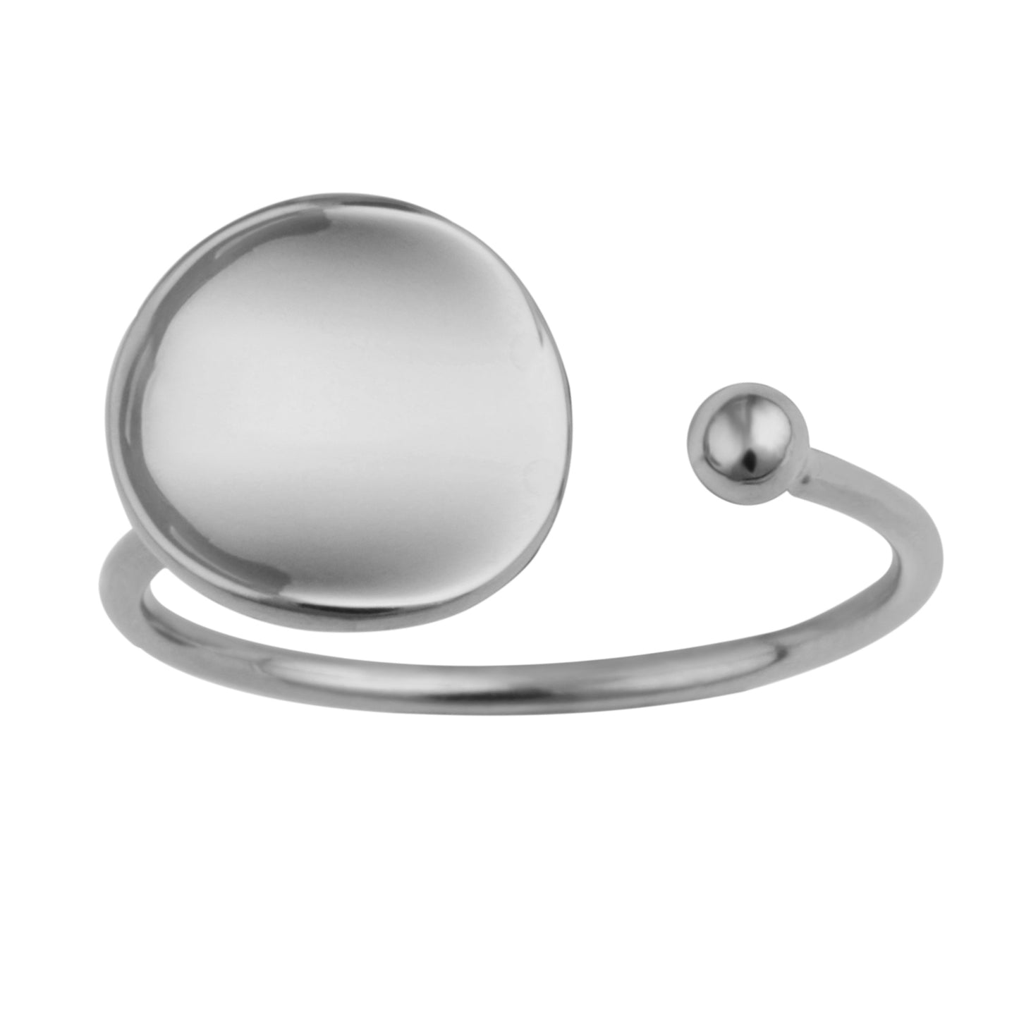 Bague réglable en argent sterling avec disque rond uni